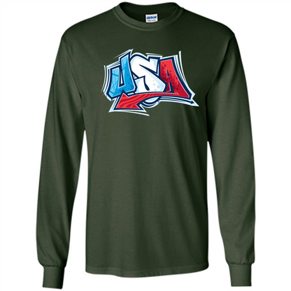 USA T-shirtt Graffiti Style Design Merica 4th July T-shirt Forest Green