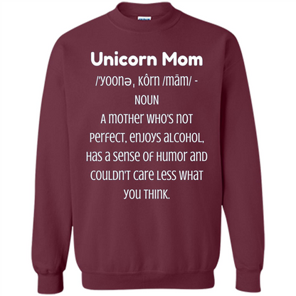 Fun Mom T-shirt - Unicorn Mom Definition Maroon
