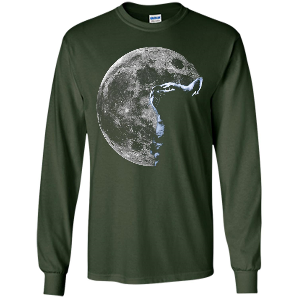 Cat Lover T-shirt Cat And Moon Forest Green