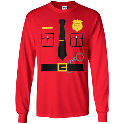 Policeman Costume T-Shirt Halloween Outfit T-shirt Red