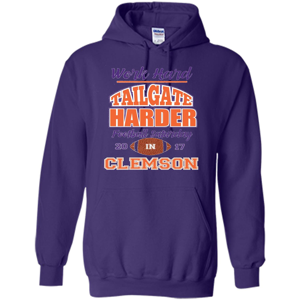 Work Hard Tailgate Harder in Clemson SC Game Day T-shirt Purple