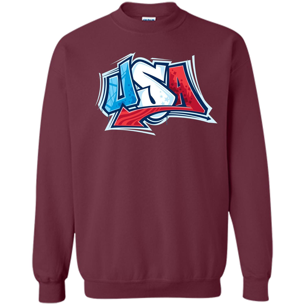 USA T-shirtt Graffiti Style Design Merica 4th July T-shirt Maroon