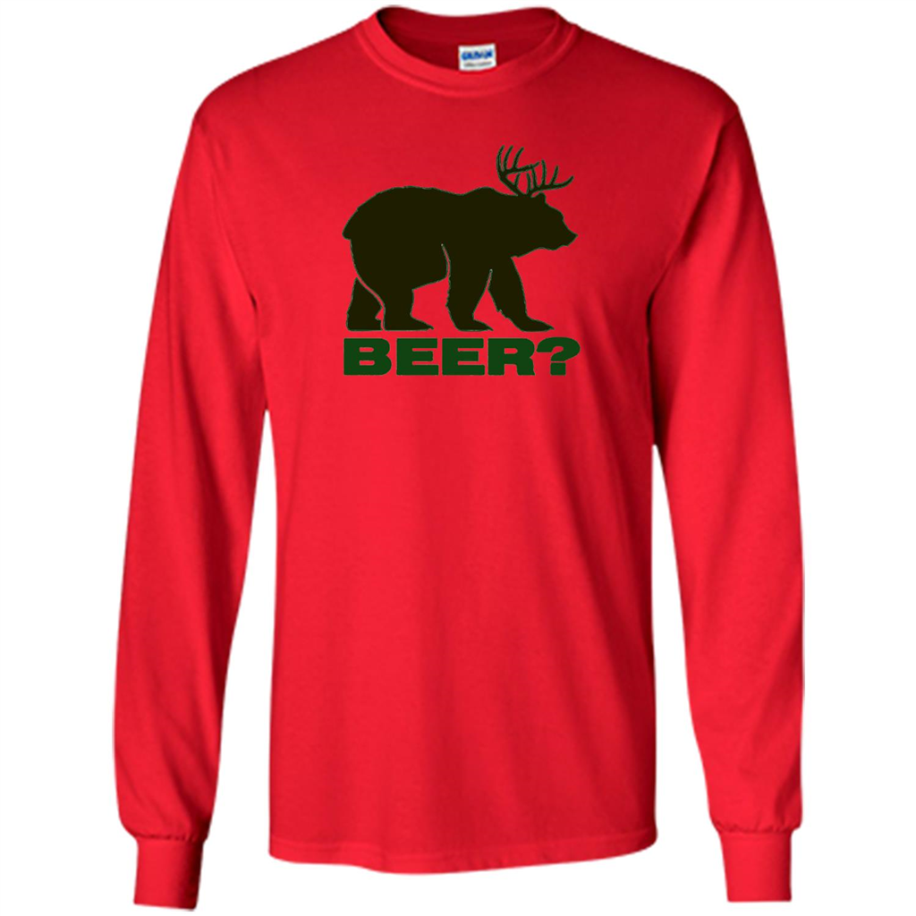 Bear Deer Bear Beer Funny T-shirt Red