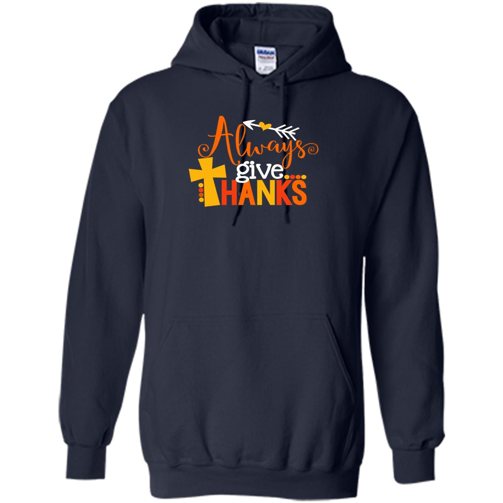 Cute Kids Thanksgiving Shirt - Always Give Thanks T-Shirt Navy