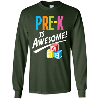School Teacher T-shirt Pre-K Is Awesome ABC Blocks T-shirt Forest Green