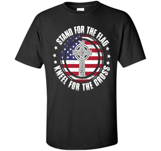 Stand for the Flag Shirt Kneel for the Cross Patriot T-shirt Black S
