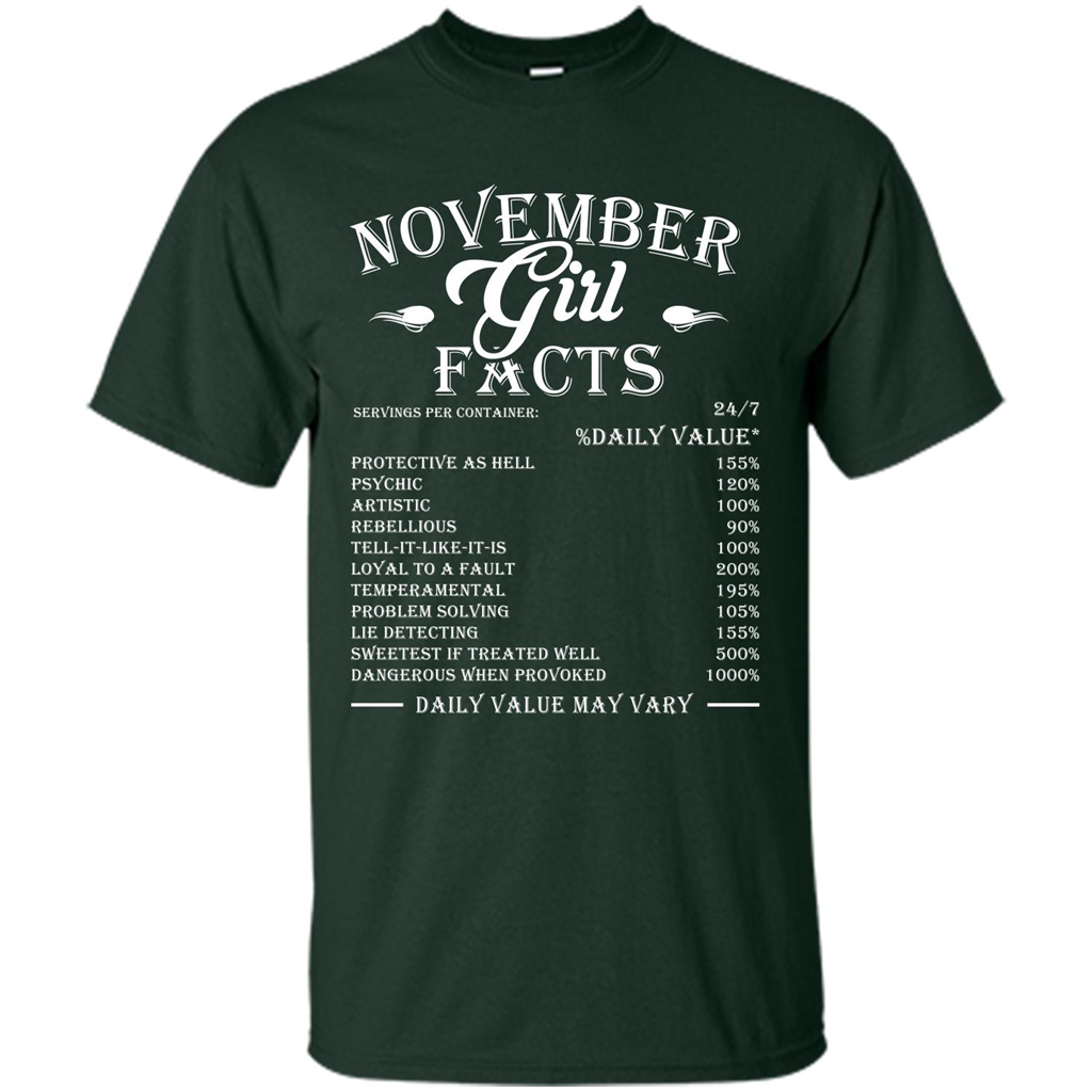 November Girl Facts T-shirt Forest Green