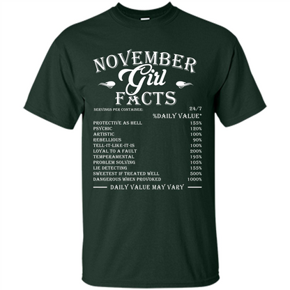November Girl Facts T-shirt Forest Green