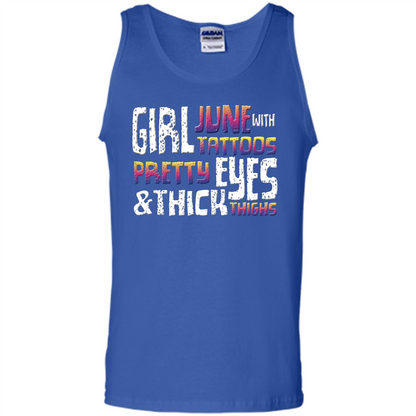 June Girl T-shirt With Tattoos Pretty Eyes and Thick Thighs Royal