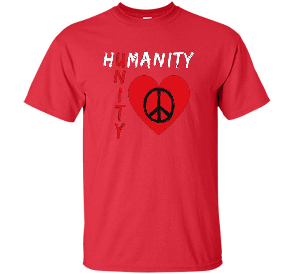 Humanity, Unity T-Shirt, Peace, Love T-shirt Red