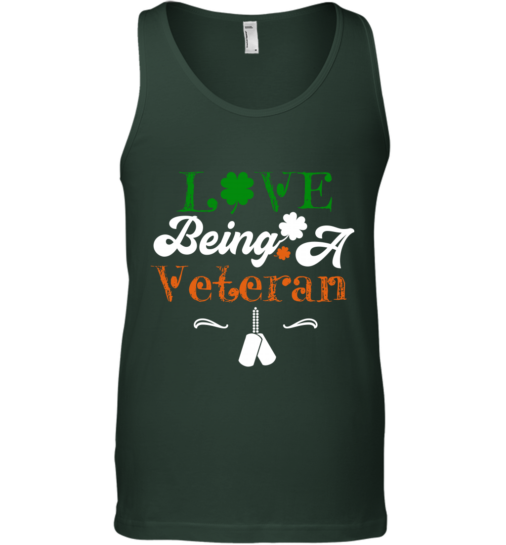 Love Being A Veteran Saint Patricks Day Shirt Tank Top Forest Green