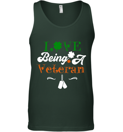 Love Being A Veteran Saint Patricks Day Shirt Tank Top Forest Green