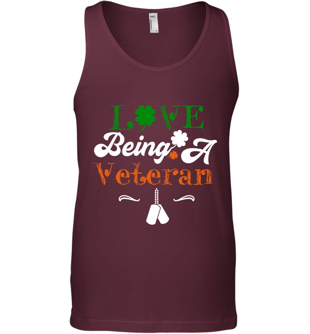 Love Being A Veteran Saint Patricks Day Shirt Tank Top Maroon