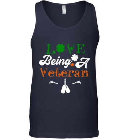 Love Being A Veteran Saint Patricks Day Shirt Tank Top Navy