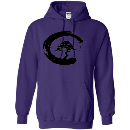 Bonsai Tree in Enso Circle - Buddhist Zen Calligraphy t-hirt Purple