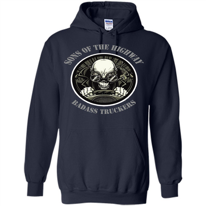Trucker T-shirt Sons Of The Highway Badass Truckers T-shirt Navy