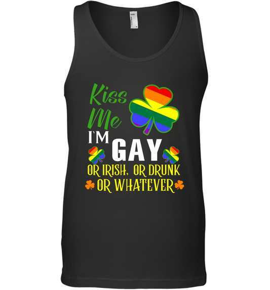 Kiss Me I'm Gay Or Irish Or Drunk Or Whatever Lgbt Shirt Tank Top Black