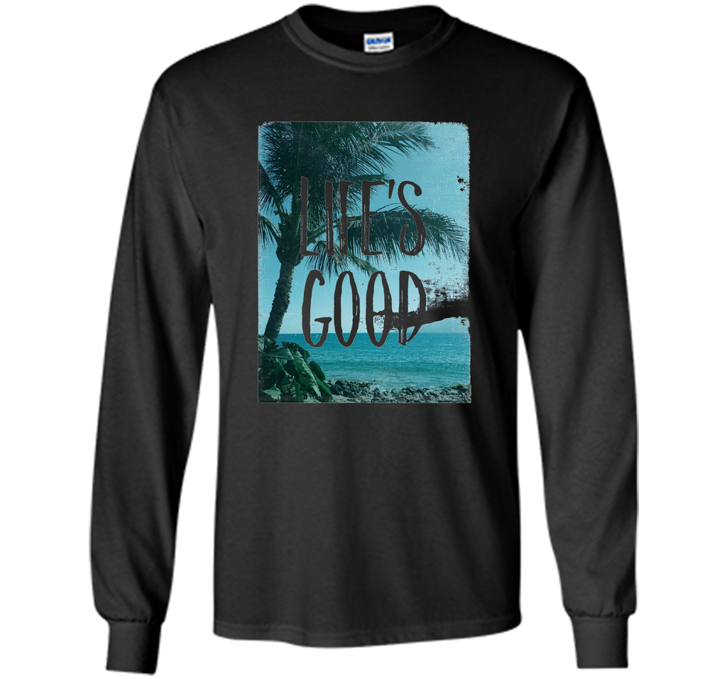 Life's Good Palm Tree T-Shirt cool shirt Black