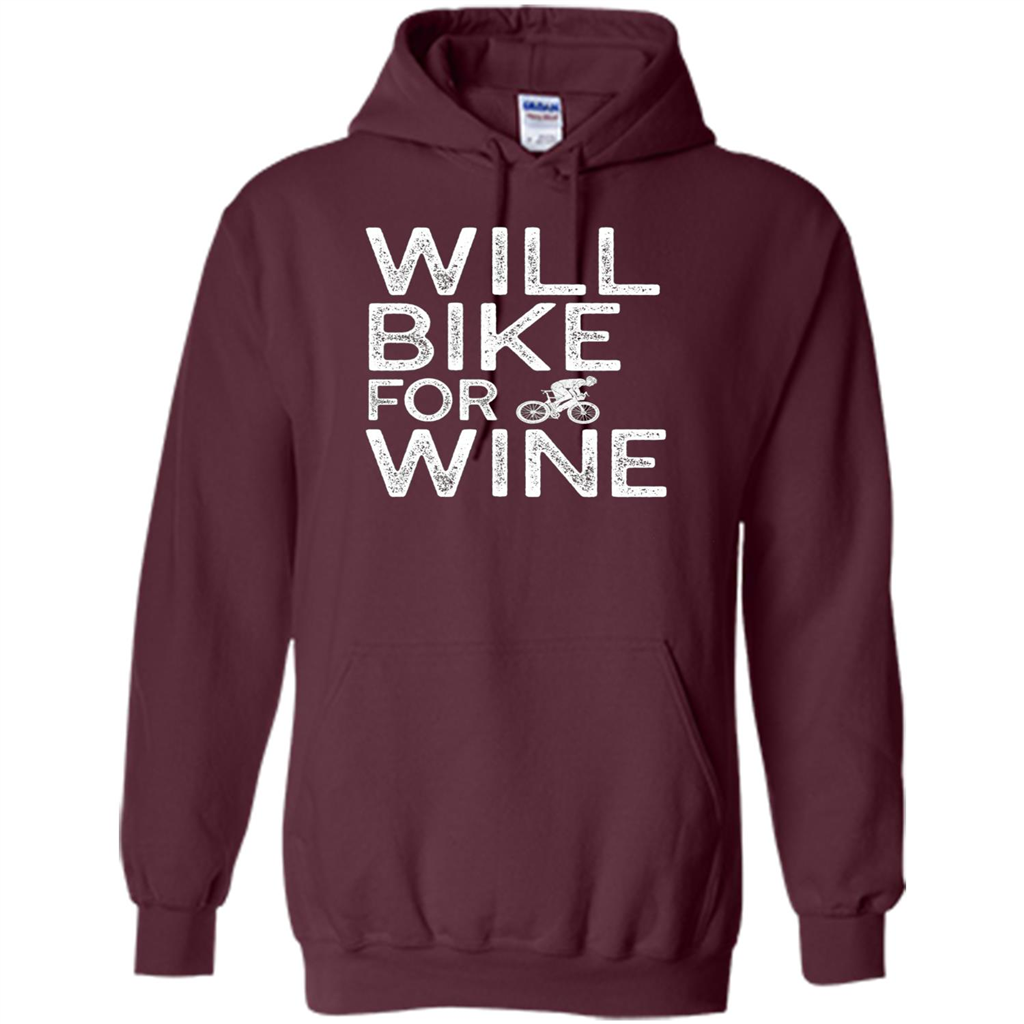 Cyclist Biker T-shirt Will Bike For Wine Maroon