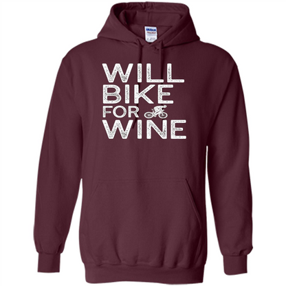 Cyclist Biker T-shirt Will Bike For Wine Maroon