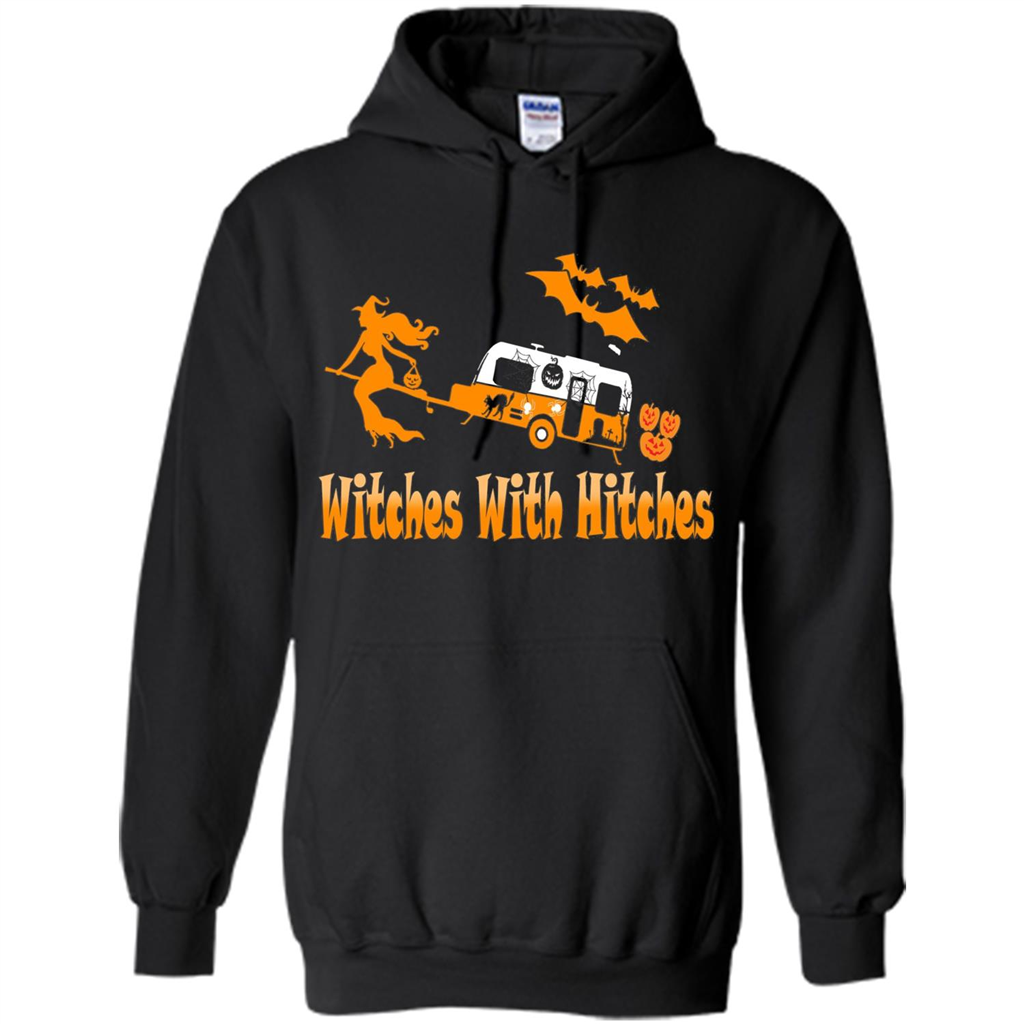 Funny Halloween T-shirt Witches With Hitches Camping Black