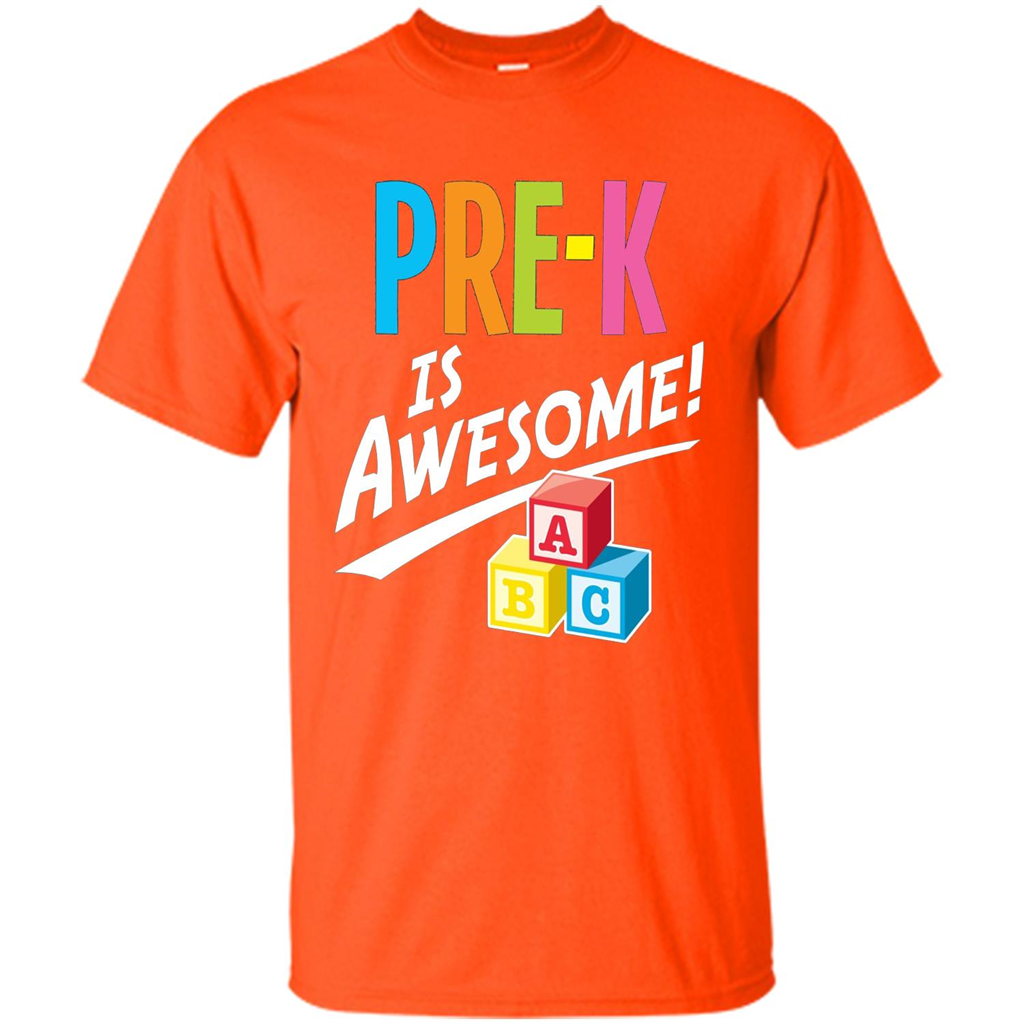 School Teacher T-shirt Pre-K Is Awesome ABC Blocks T-shirt Orange