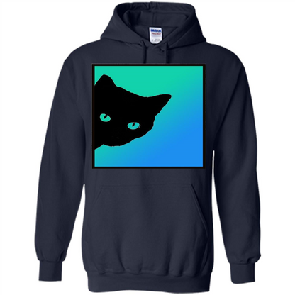 Cat Lover T-shirt Black Cat Blue Green T-shirt Navy