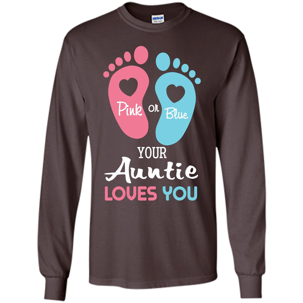 Baby T-shirt Pink Or Blue Your Auntie Loves You Dark Chocolate