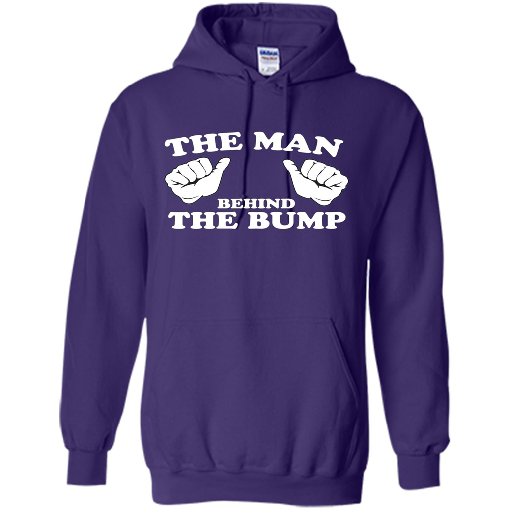 Funny New Dad T-shirt The Man Behind the Bump T-shirt Purple