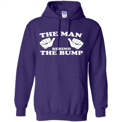 Funny New Dad T-shirt The Man Behind the Bump T-shirt Purple