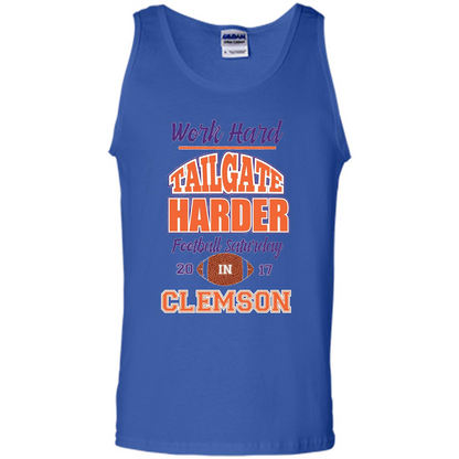 Work Hard Tailgate Harder in Clemson SC Game Day T-shirt Royal