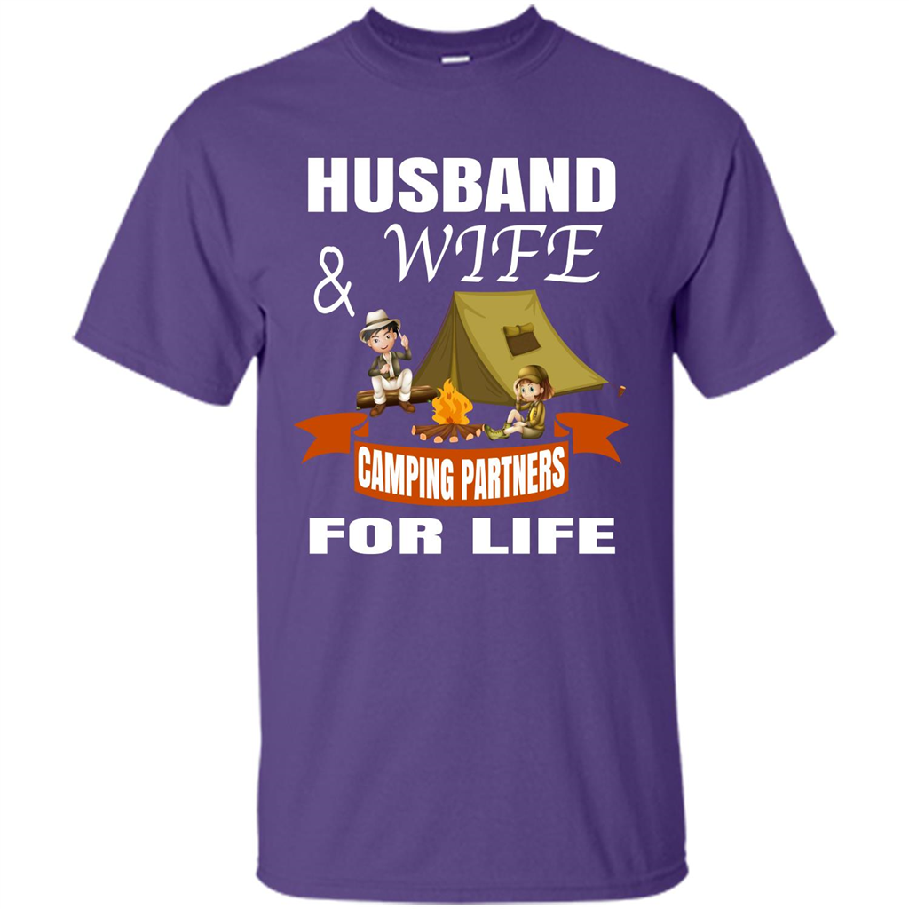 Camping Family T-shirt Husband And Wife Camping Partners For LIfe Purple