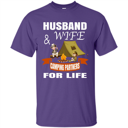 Camping Family T-shirt Husband And Wife Camping Partners For LIfe Purple