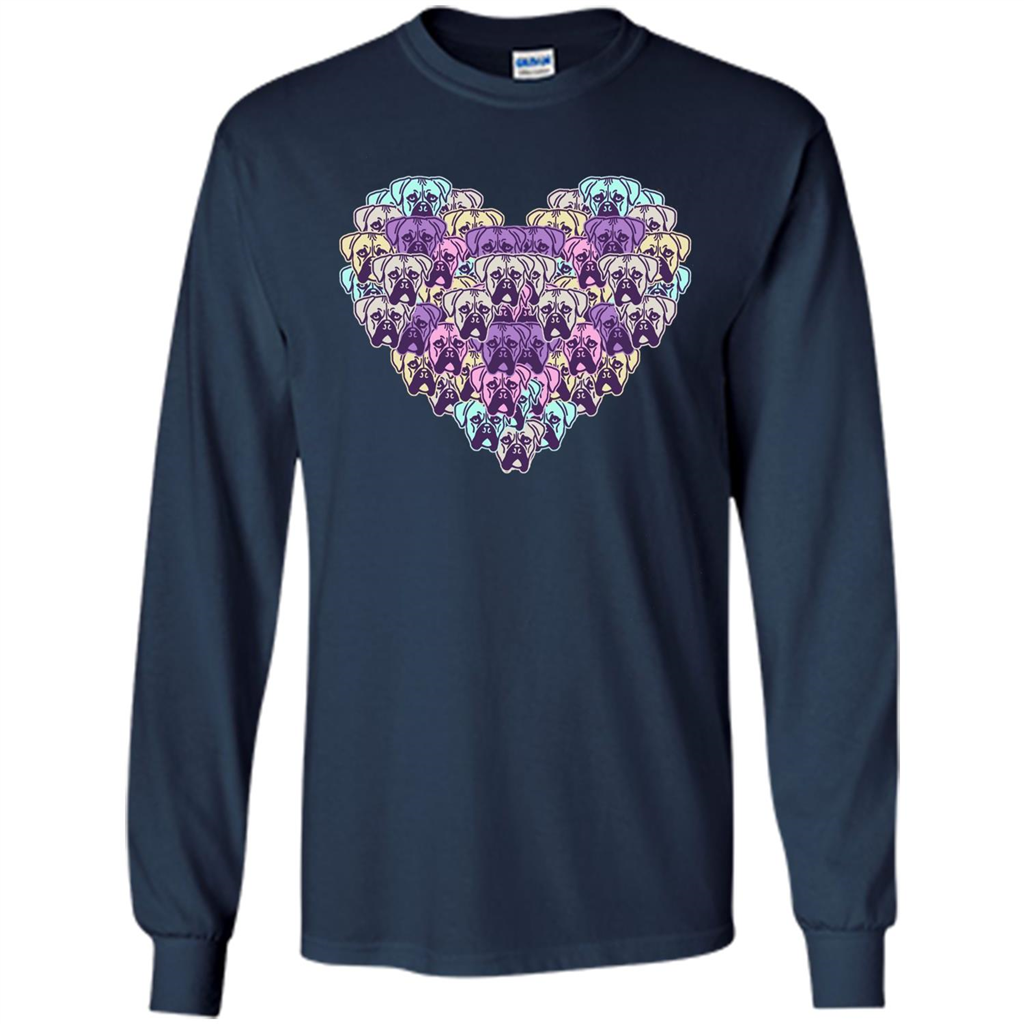 Boxer Dog Heart Mosaic Dog Lover T-shirt Navy