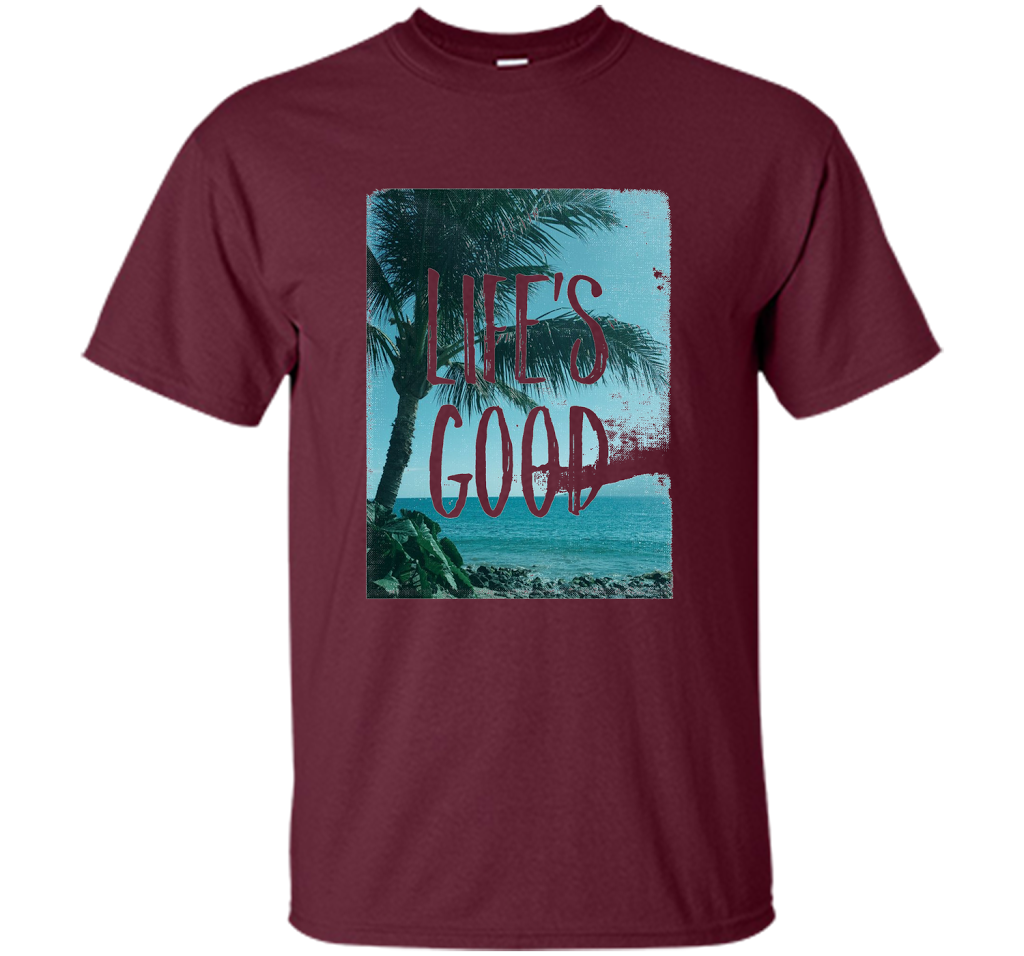 Life's Good Palm Tree T-Shirt cool shirt Maroon