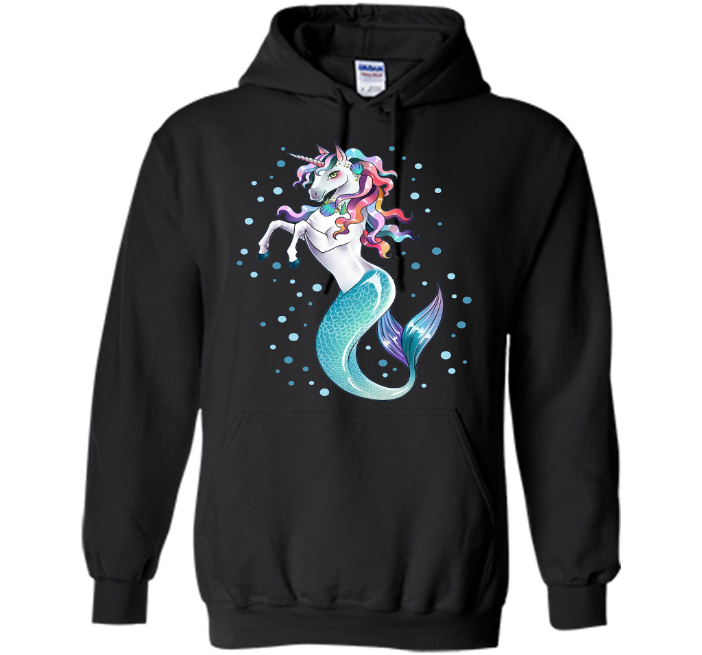 Unicorn Mermaid Mermicorn Cute T-Shirt Gifts for Girls kids cool shirt Black