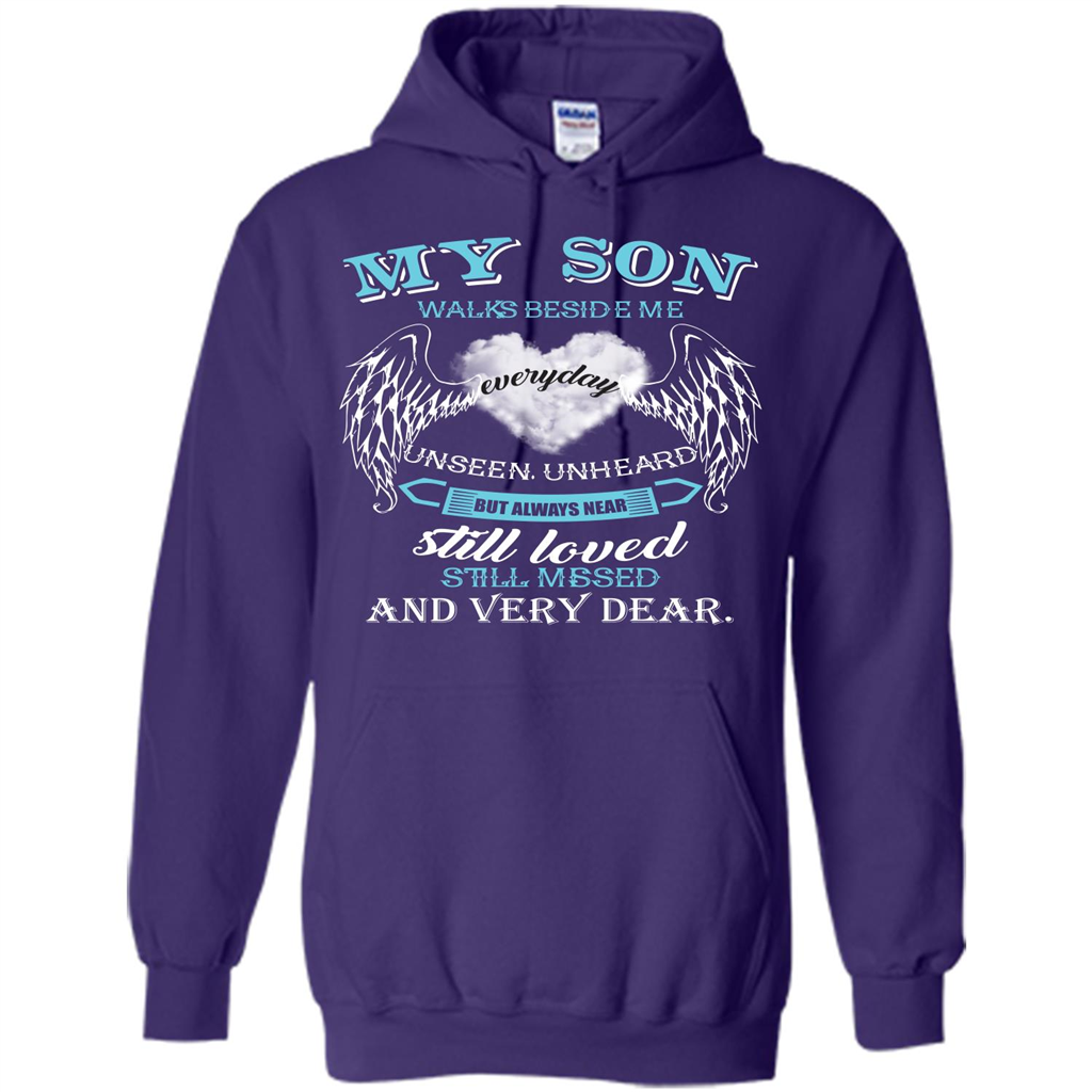 Parent T-shirt My Son Walks Beside Me Everyday Unseen Unheard T-shirt Purple