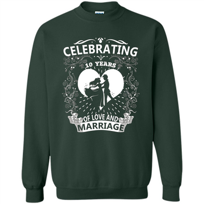 Celebrating 10 Years Wedding Anniversary Tshirt Forest Green