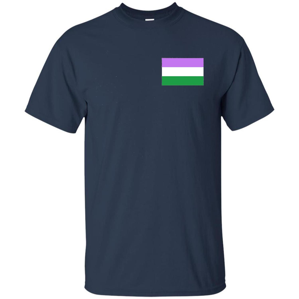 LGBTQ T-shirt Genderqueer Pocket Flag T-shirt Navy