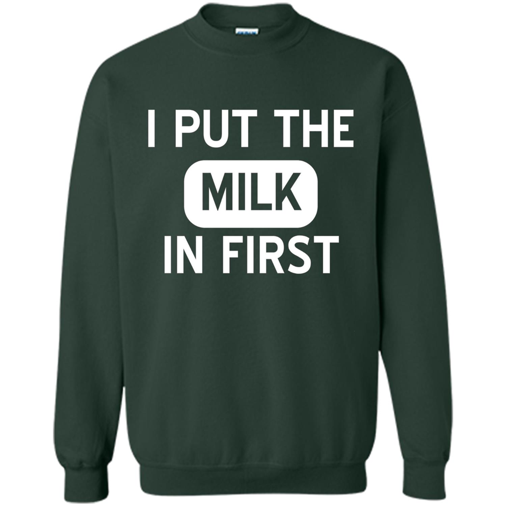 England British Biscuit Cereal T-shirt I Put The Milk In First Forest Green