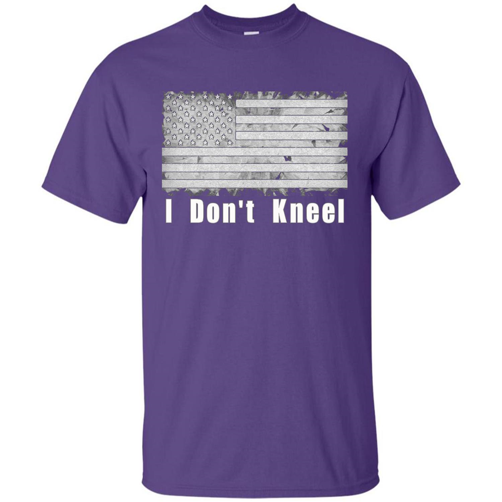 American T-shirt I Don't Kneel Patriotic American Flag Purple