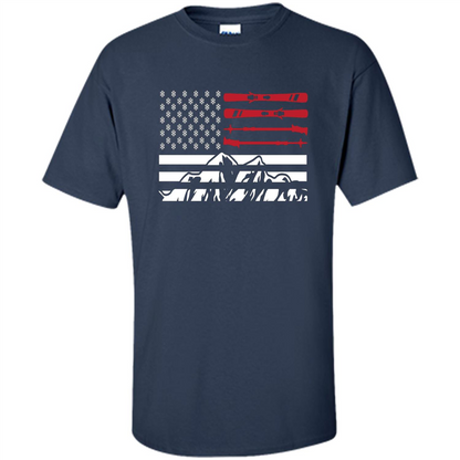 Skiing American Flag T-Shirt Navy