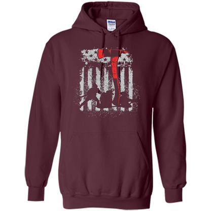 Firefighter With US Flag T-shirt Maroon