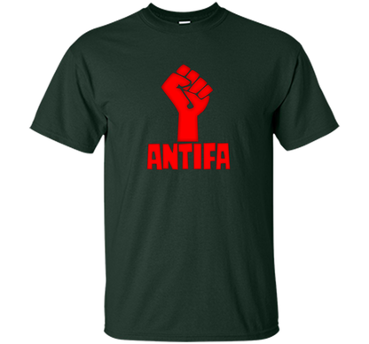 AntiFa Fist On Black T-shirt Forest Green