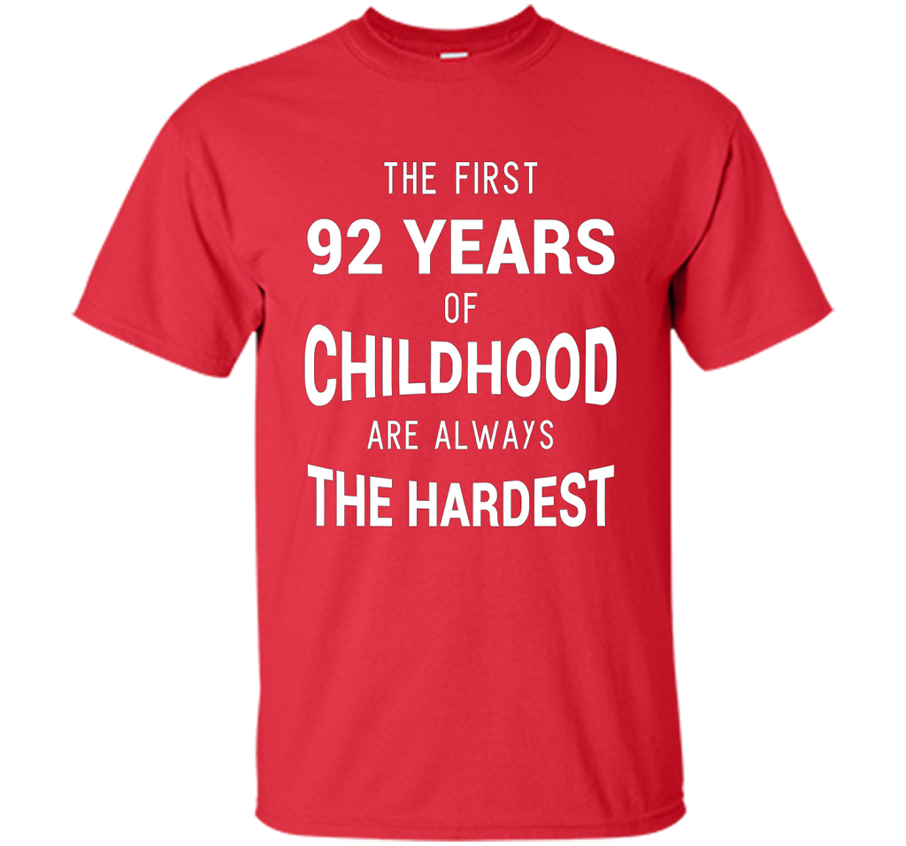 Funny 92nd Birthday Joke Gift 92 Years Old Novelty Gag Shirt cool shirt Red