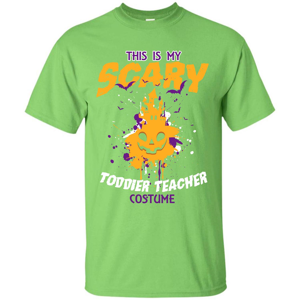 Halloween T-shirt This Is My Scary Toddier Teacher Costume T-shirt Lime