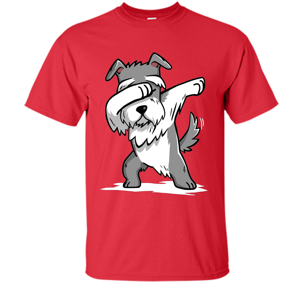 Dog T-shirt Schnauzer Dabbing T-shirt Red