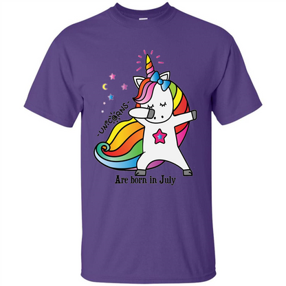 Unicorn Birthday T-shirt Unicorns Are Born In July Purple