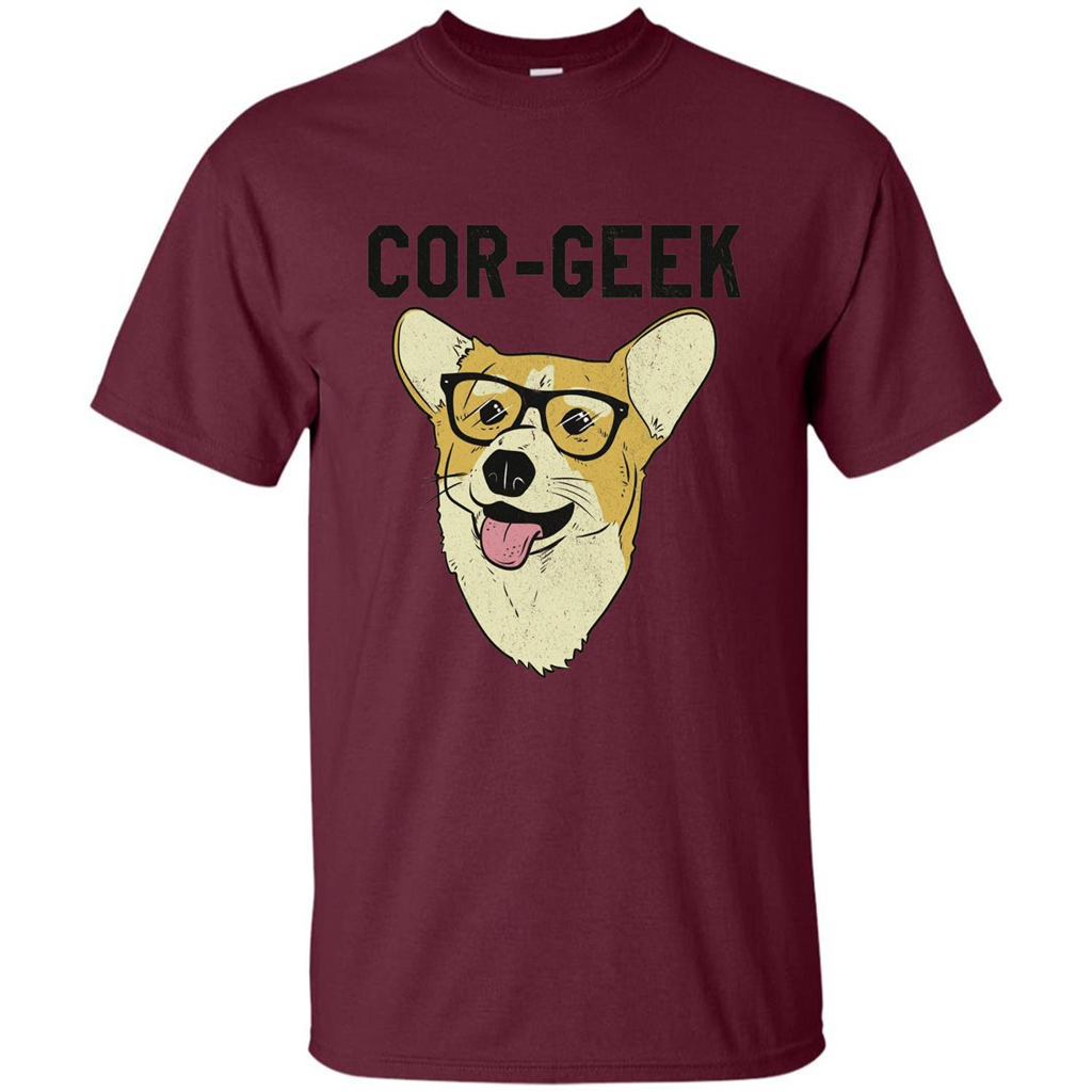 Cor-Geek Funny Corgi Nerd T-shirt Maroon