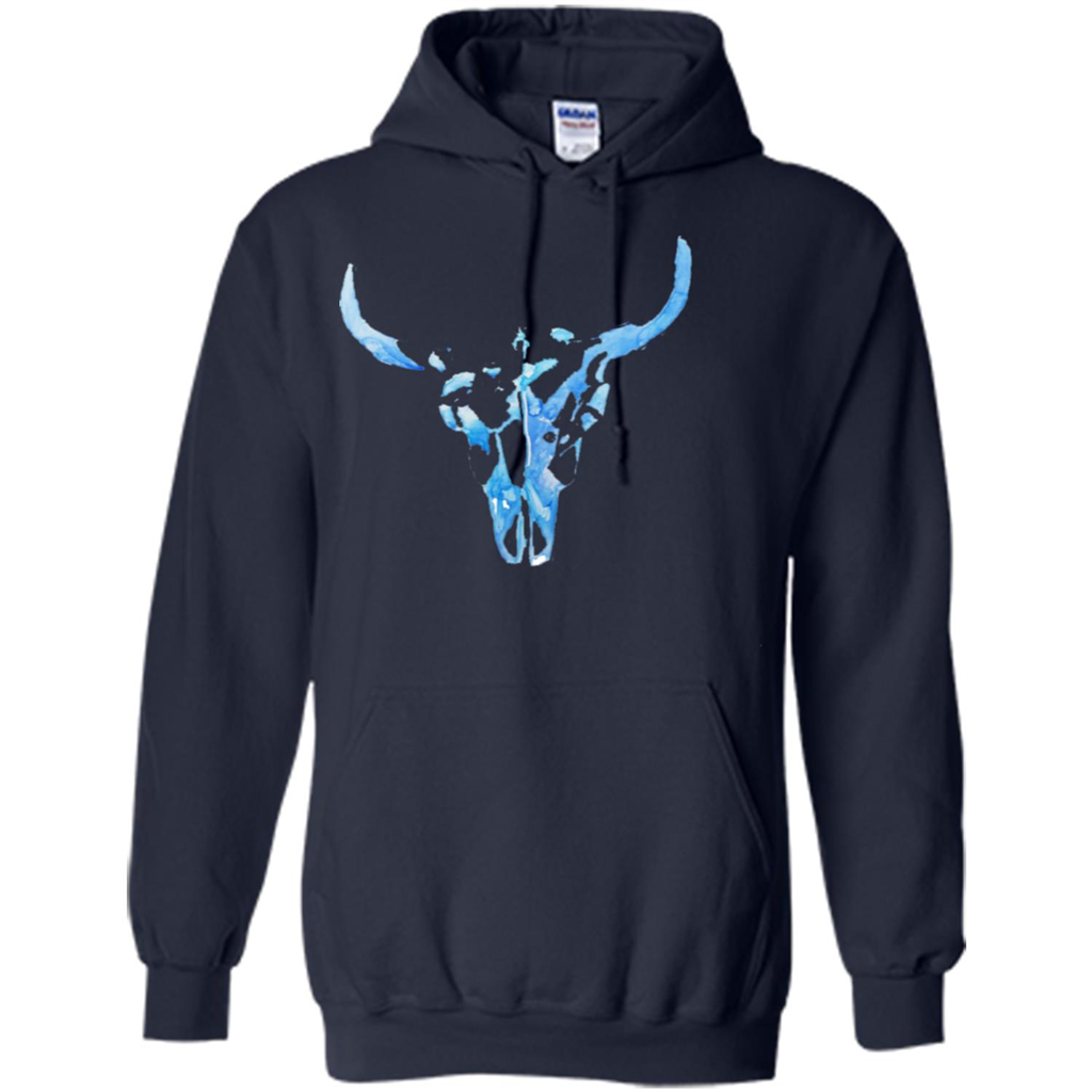 Watercolor Cow Skull T-Shirt Navy